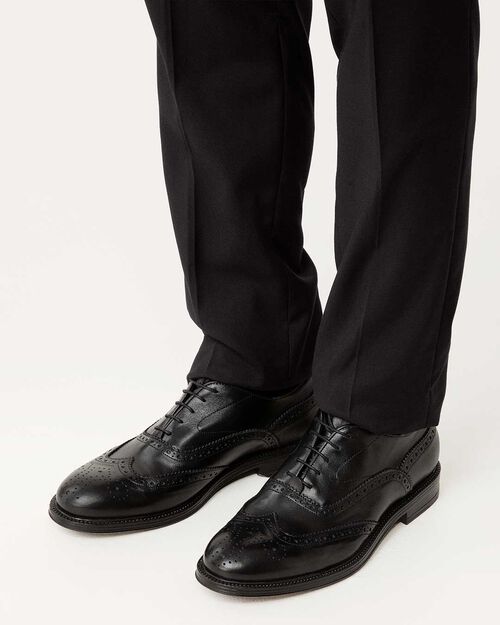 Scarpe eleganti nere con dettagli brogue, BLACK