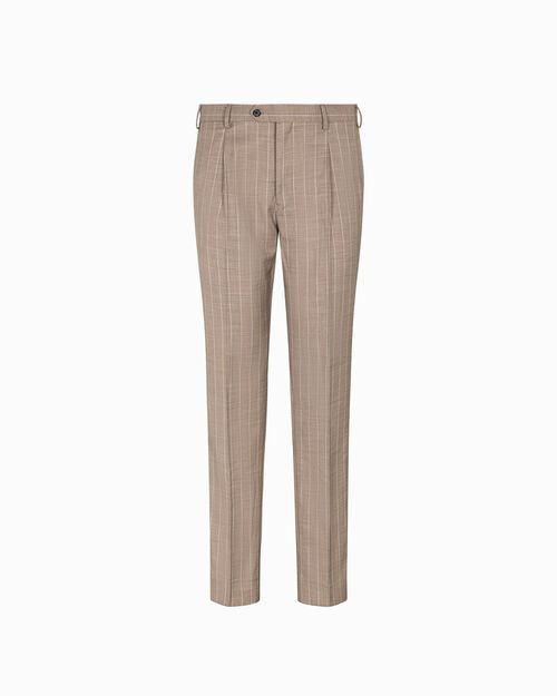 Completo pantalone marrone-beige gessato, MULTI COLOR