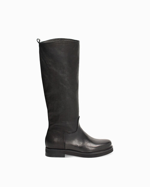 Stivali in pelle nera con design elegante, BLACK
