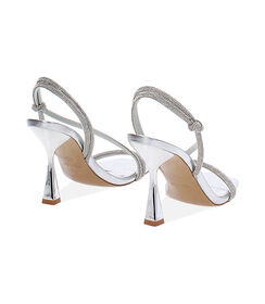 Sandali donna in laminato argento con pietre, tacco 8,5 cm, Valerio 1966, 2521T0147LPARGE036, 004 preview