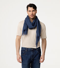 Pashmina blu con frange sottili, Valerio 1966, 27Z2T1008LNBLUEUNI, 002 preview