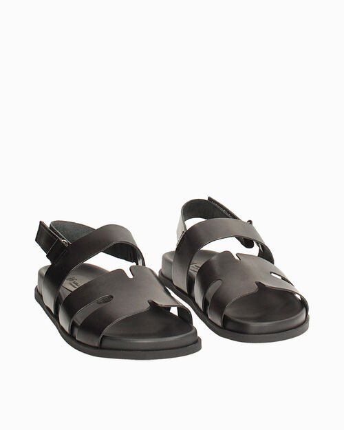 Sandali da uomo in pelle neri, BLACK