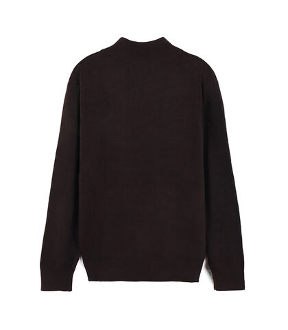 Maglioncino da uomo marrone a collo alto con bottoni, Valerio 1966, 26J3T2561TSMARRI, 002