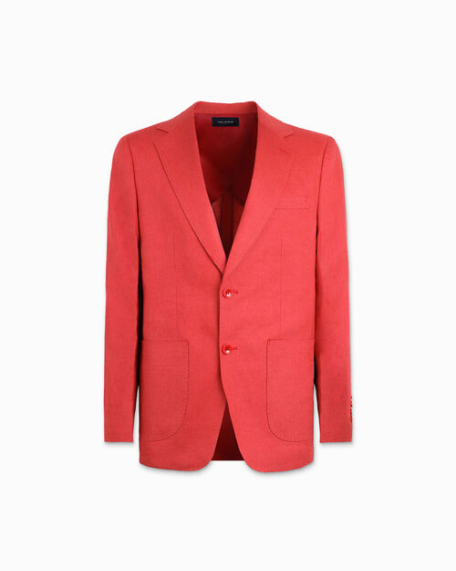 Giacca da uomo in lino corallo elegante, CORAL