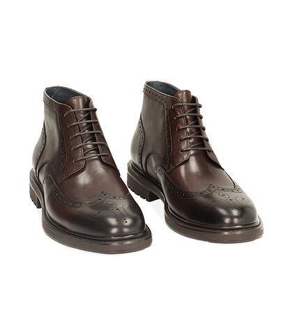 Polacchino stile oxford in pelle moro, Valerio 1966, 24U6T8150PEMORO039, 002