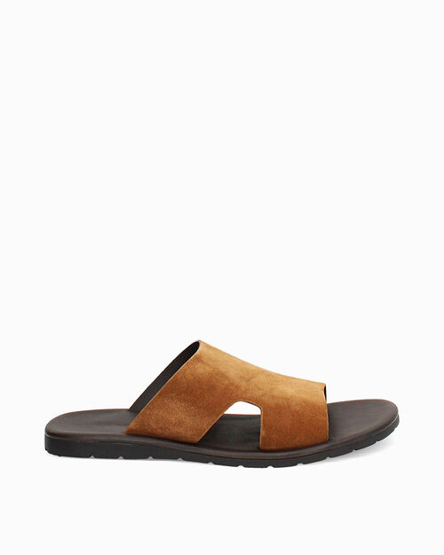 Sandali flat in camoscio camel, CAMEL