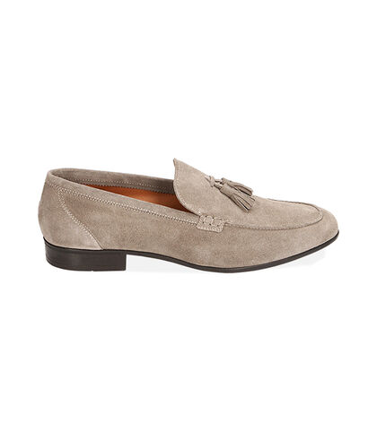Mocassini con nappina grigi in camoscio, Valerio 1966, 2195T2337CMGRIG039, 001