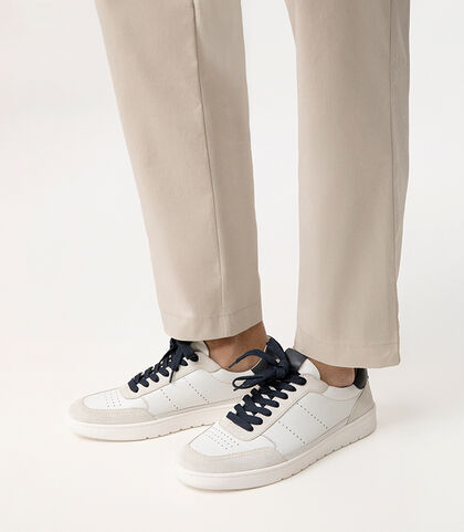 Sneakers bianco-blu con dettagli in suede, Valerio 1966, 2777T0015PEBIBL039, 002