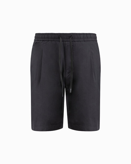 Bermuda nero con cintura elastica, BLACK