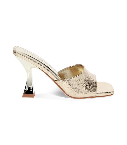 Mules open toe donna oro laminato, Valerio 1966, 2549T5677LMOROG035, 001