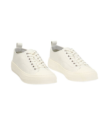 Sneakers bianche urban in pelle, 23R9T0092PEBIAN039, 002