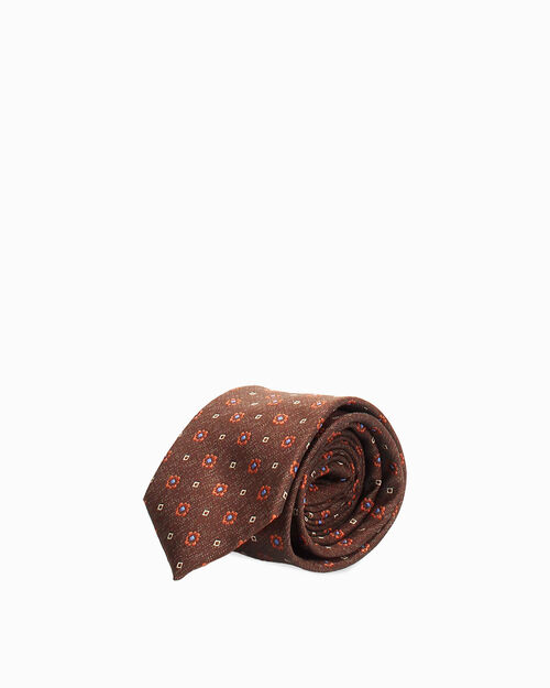 Cravatta marrone con motivi floreali, BROWN