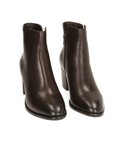 Ankle boots testa di moro in pelle, tacco 6,5 cm , Valerio 1966, 2094T2701PEMORO035, 002