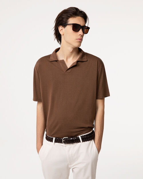 Polo marrone linea minimalista, BROWN