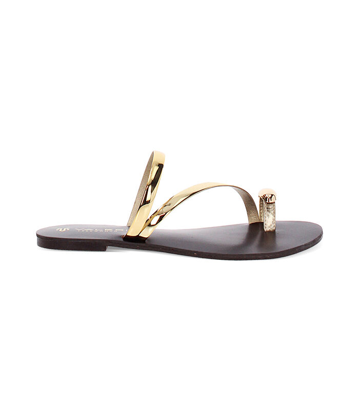 Sandali bassi da donna in laminato oro, Valerio 1966, 2549T6816LMOROG036