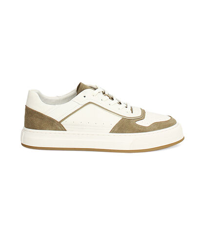 Sneakers da uomo in pelle bianco-beige, Valerio 1966, 25U6T5257PEBIBE039, 001