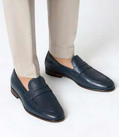 Mocassini da uomo blu in pelle basic, Valerio 1966, 25U6T3203PEBLUE041, 002 preview