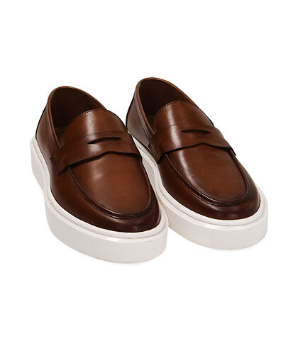 Slip-on cognac in pelle, Valerio 1966, 2114T6162PECOGN039, 002