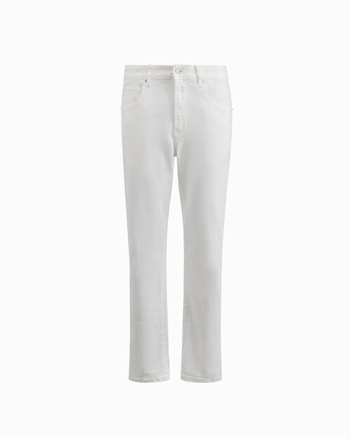 Pantalone in tela jeans bianco, WHITE