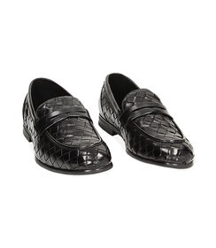 Mocassini intrecciati neri in pelle, Valerio 1966, 23U6T7452PINERO040, 002 preview