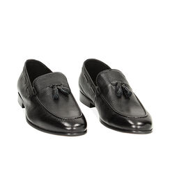 Mocassini con nappina neri in pelle, Valerio 1966, 23U6T5162PENERO041, 002 preview