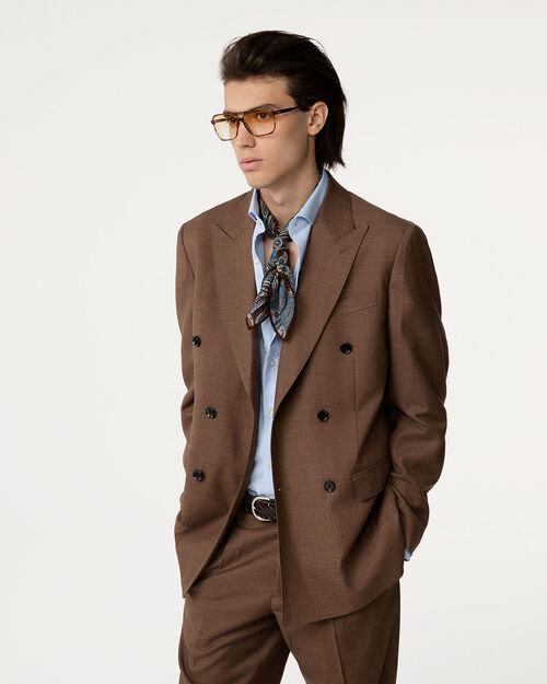 Giacca marrone doppiopetto classica, BROWN