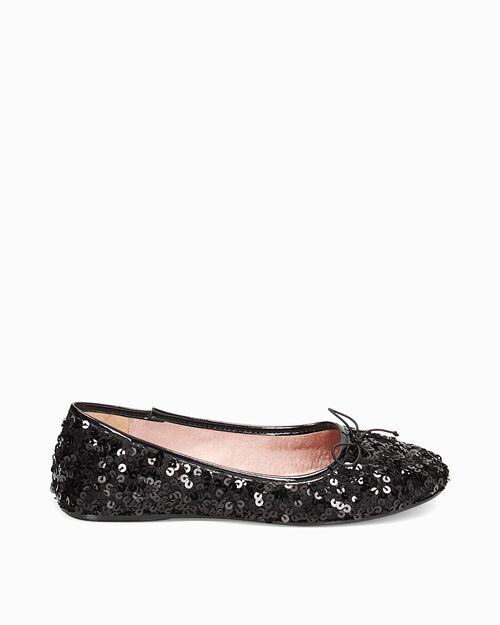 Ballerine nere con paillettes, BLACK
