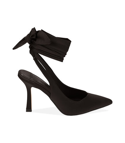 Décolleté lace-up nere, tacco 9,5 cm, Valerio 1966, 2121T6316LYNERO035, 001