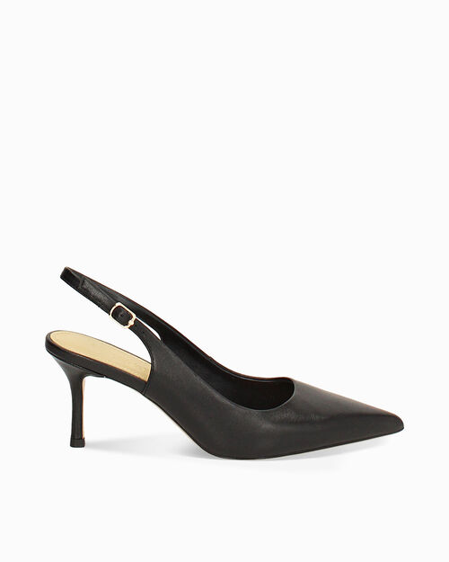 D&eacute;collet&eacute; slingback donna in pelle nera, BLACK
