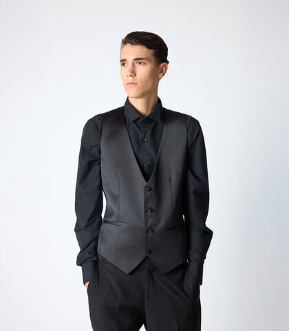 Gilet da uomo nero elegante, Valerio 1966, 25R1T1005TSNERO42, 002