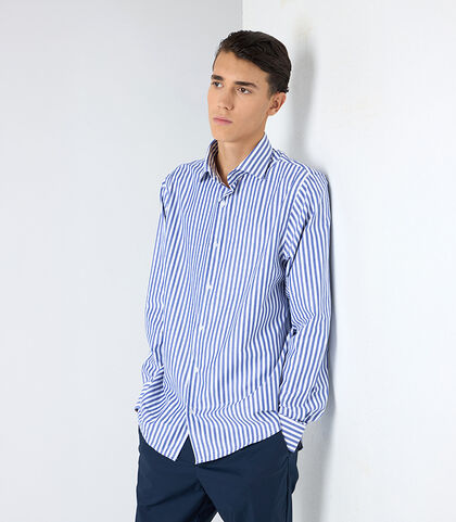 Camicia uomo riga larga bianco-blu, Valerio 1966, 25Z3T5050COBLBI38, 001
