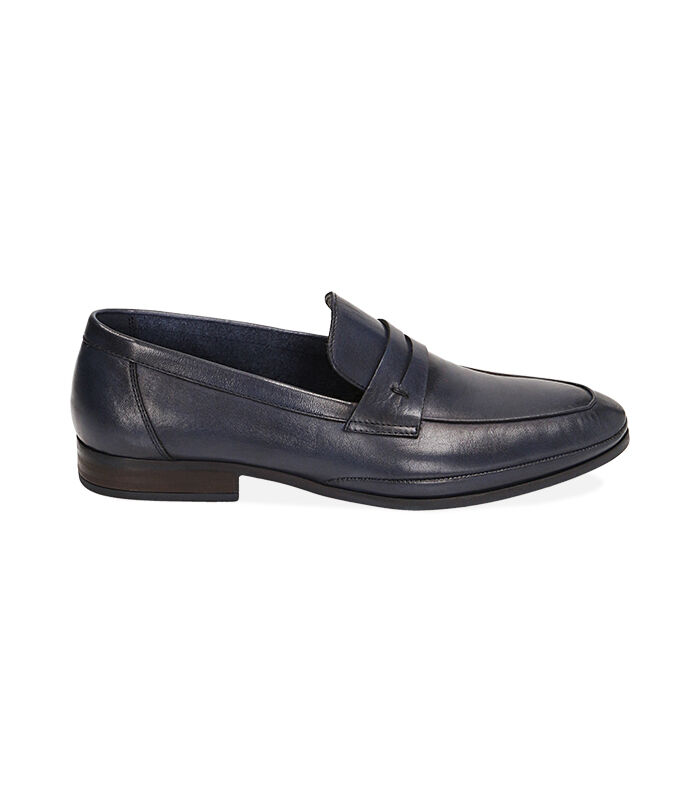 Mocassino pelle blu uomo sale