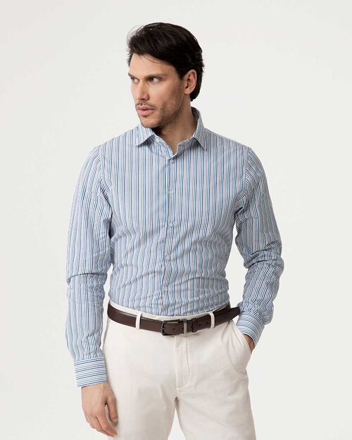 Camicia multicolor blu a righe verticali, MULTICOLOR-BLUE