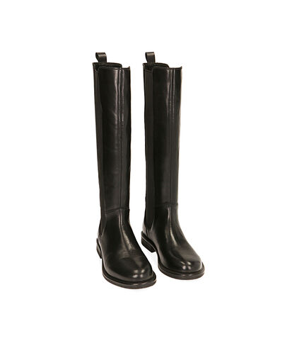 Stivali flat neri in pelle, Valerio 1966, 2014T2005PENERO035, 002