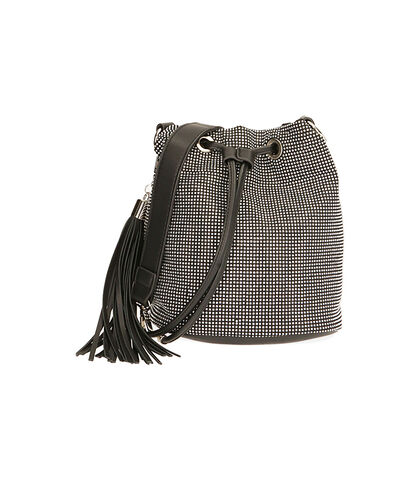 Mini bag nera in strass, Valerio 1966, 2023T2028MPNEROUNI, 001