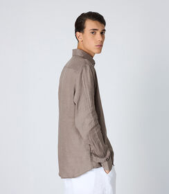 Camicia da uomo in lino fango, Valerio 1966, 25Z3T2302LNFANG39, 002 preview