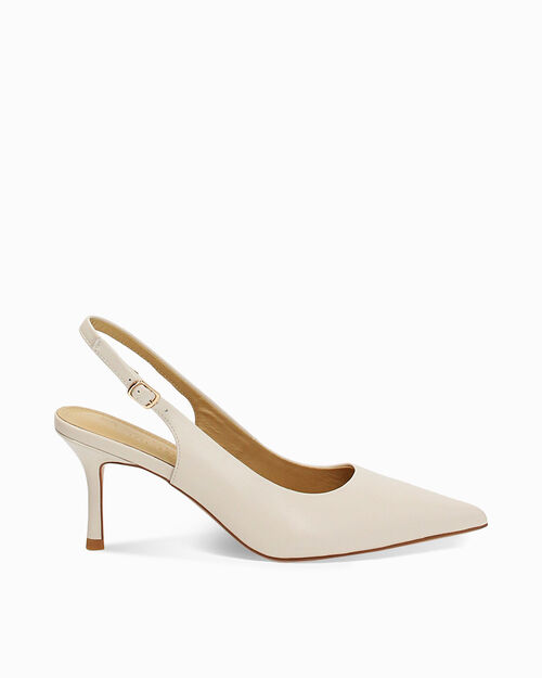 D&eacute;collet&eacute; slingback donna in pelle panna, CREAM