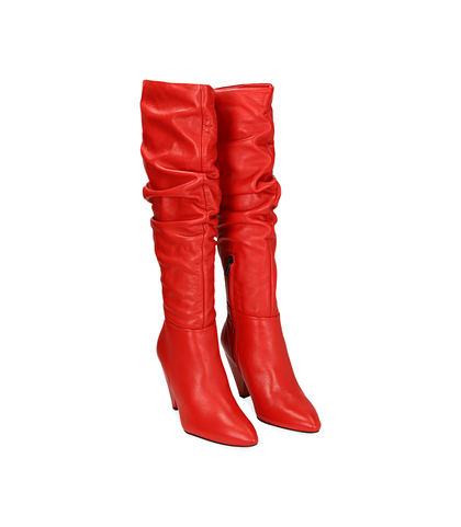 Stivali rossi in pelle con tacco a cono, Valerio 1966, 12D6T3914VIROSS035, 002