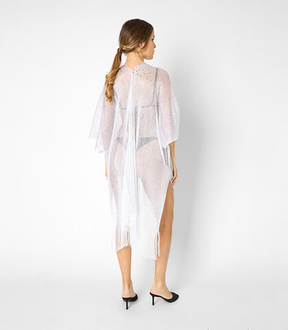Poncho da donna in tessuto bianco-argento, Valerio 1966, 25B4T0202TSBIARI, 002