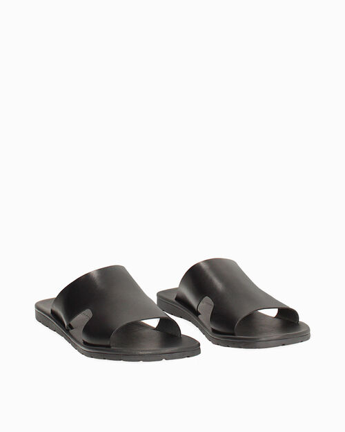 Sandali flat in pelle neri, BLACK