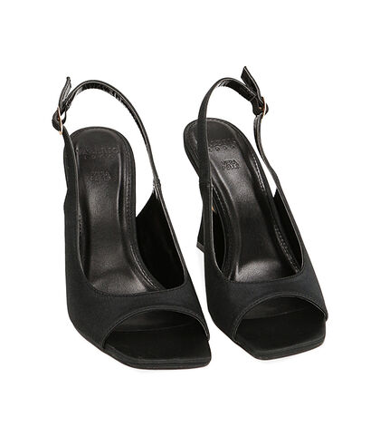 Décolleté Slingback open toe Nere, tacco 9,5 cm, Valerio 1966, 2121T7710RSNERO035, 002