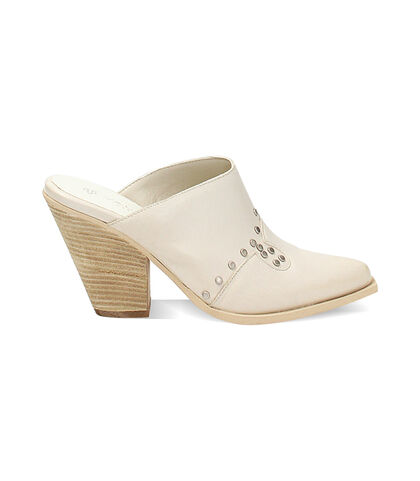 Sabot texano da donna in pelle panna, Valerio 1966, 23L6T5007PEPANN035, 001