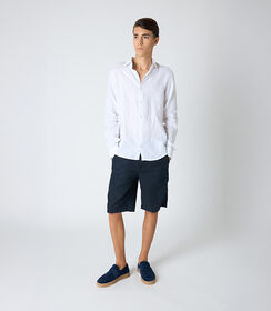 Bermuda da uomo in lino blu, Valerio 1966, 2524T0555LNBLUE42, 001 preview