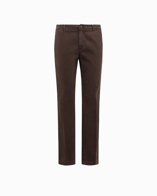 Pantaloni testa di moro slim fit con tasche alla francese, DK BROWN