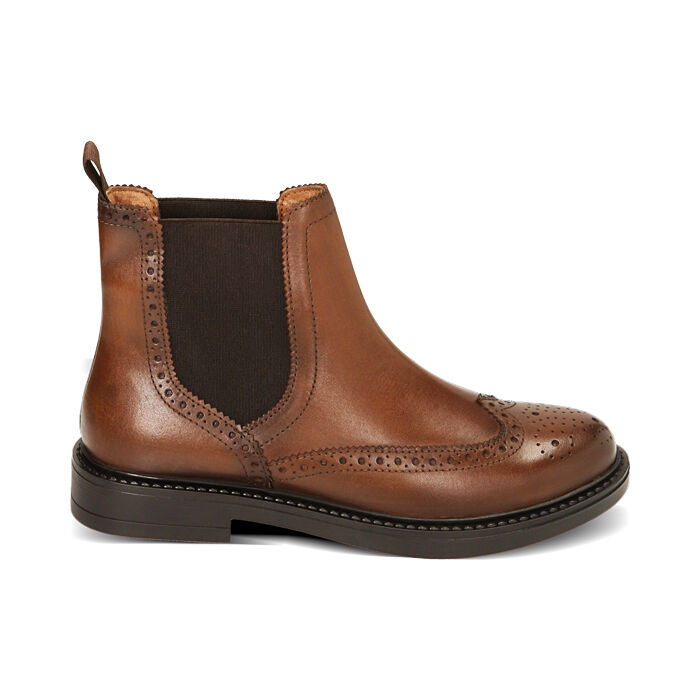 Stivaletti Chelsea cognac in pelle