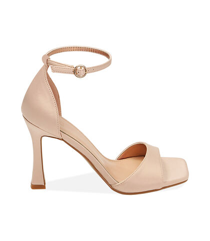 Sandali nude in raso, tacco 9,5 cm, Valerio 1966, 2121T7725RSNUDE035, 001