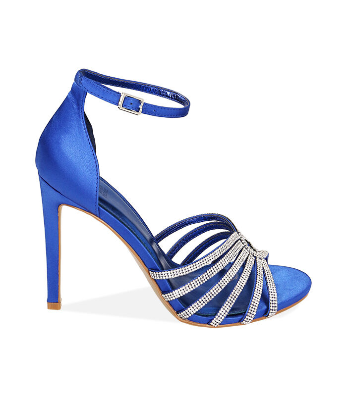 Sandali blu in raso tacco 10 5 cm