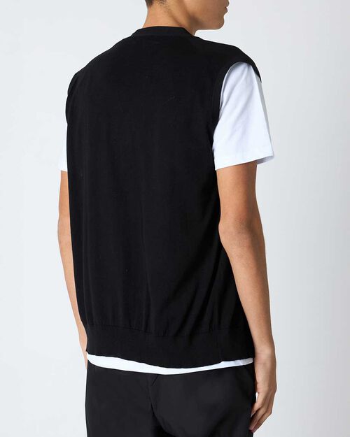 Gilet da uomo in cotone nero, BLACK
