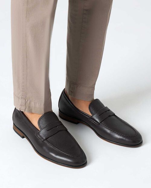 Mocassini da uomo testa di moro in pelle basic, DK BROWN