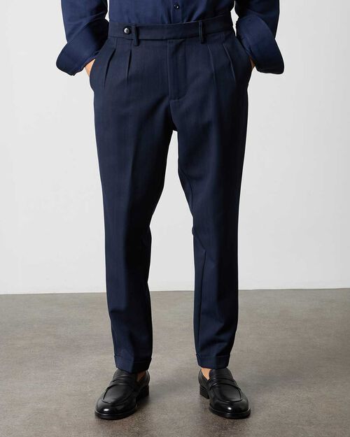 Pantaloni blu con pence da uomo, BLUE